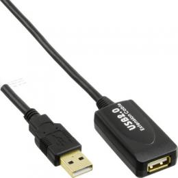 InLine USB 2.0 Aktiv-Verlngerung, mit Signalverstrkung Repeater, Stecker A an Buchse A, 10m