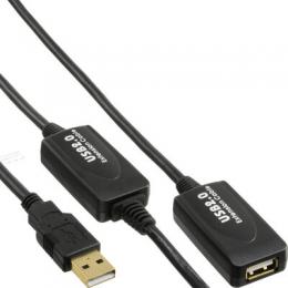 InLine USB 2.0 Aktiv-Verlngerung, mit Signalverstrkung Repeater, Stecker A an Buchse A, 15m