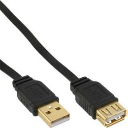 InLine USB 2.0 Flachkabel Verlängerung 5m [Stecker -> Buchse, goldene Kontakte, Typ A]