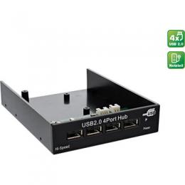 InLine USB 2.0 Hub, 4-fach fr den 8,89cm (3,5) Schacht, schwarz