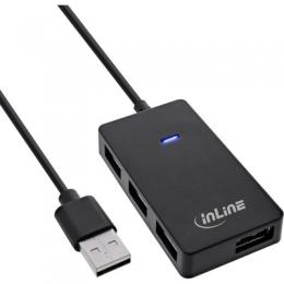 InLine USB 2.0 Hub, 4 Port, schwarz, Kabel 30cm