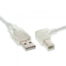 InLine USB 2.0 Kabel, A an B rechts abgewinkelt, transparent, 0,5m