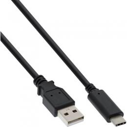 InLine USB 2.0 Kabel, Typ C Stecker an A Stecker, schwarz, 0,5m