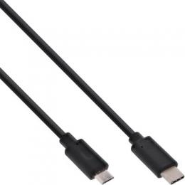 InLine USB 2.0 Kabel, Typ C Stecker an Micro-B Stecker, schwarz, 2m