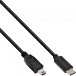 InLine USB 2.0 Kabel, Typ C Stecker an Mini-B Stecker (5pol.), schwarz, 1,5m