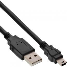 InLine USB 2.0 Mini-Kabel, USB A Stecker an Mini-B Stecker (5pol.), schwarz, 0,5m