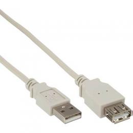 InLine USB 2.0 Verlngerung, Stecker / Buchse, Typ A, beige, 0,3m