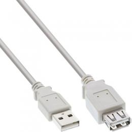InLine USB 2.0 Verlngerung, Stecker / Buchse, Typ A, beige/grau, 3m