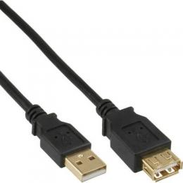 InLine USB 2.0 Verlngerung, Stecker / Buchse, Typ A, schwarz, Kontakte gold, 2m