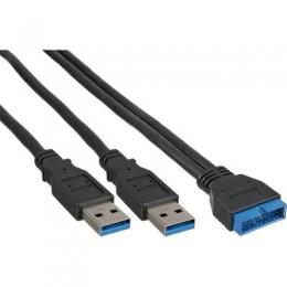 InLine USB 3.0 Adapterkabel, 2x Stecker A auf Pfostenanschluss 19pol., 0,4m