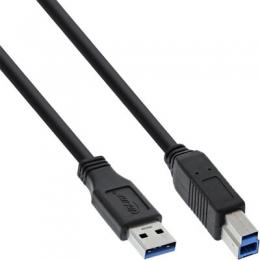 InLine USB 3.0 Kabel, A an B, schwarz, 3m