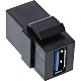 InLine USB 3.0 Keystone Snap-In Einsatz, USB-A Buchse / Buchse, gewinkelt schwarz