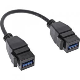 InLine USB 3.2 Gen1 2x Keystone Adapterkabel, 2x USB A Keystone Buchse, 0,2m