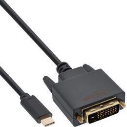 InLine USB Display Kabel, USB Typ-C Stecker zu DVI Stecker (DP Alt Mode), schwarz, 2m