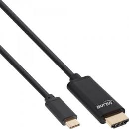 InLine® USB Display Kabel, USB Typ-C Stecker zu HDMI Stecker (DP Alt Mode), 4K2K, schwarz, 1m