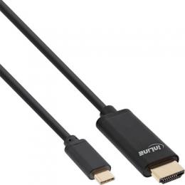 InLine USB Display Kabel, USB Typ-C Stecker zu HDMI Stecker (DP Alt Mode), 4K2K, schwarz, 3m