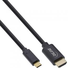 InLine USB Display Kabel, USB Typ-C Stecker zu HDMI Stecker (DP Alt Mode), 4K2K, schwarz, 5m