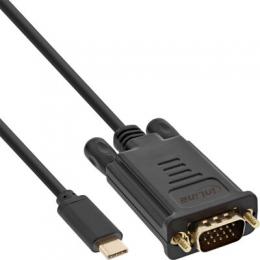 InLine USB Display Kabel, USB Typ-C Stecker zu VGA Stecker (DP Alt Mode), schwarz, 2m