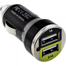 InLine USB DUAL+ KFZ-Ladeset, Stromadapter mit 1m Spiralkabel, 12/24VDC zu 5V DC/2.1A