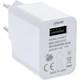 InLine USB Ladegert Single, Netzteil, Stromadapter, 100-240V zu 5V/2,5A, wei