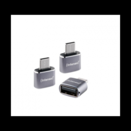 Intenso 3er Pack USB Adapter A480C USB-A Buchse zu USB-C Stecker, Unterstützt USB OTG, 480Mbps Datenübertragung, Aluminium anthrazit