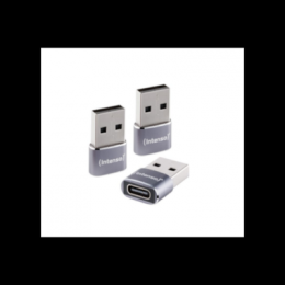Intenso 3er Pack USB Adapter C480A USB-C Buchse zu USB-A Stecker, Unterstützt USB OTG, 480Mbps Datenübertragung, Aluminium anthrazit