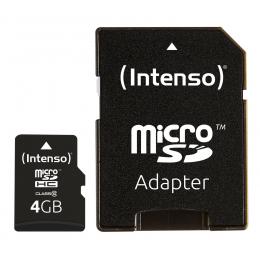 Intenso microSDHC-Karte, Class 10, mit SD-Adapter, 25 MB/s, 4 GB