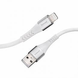 Intenso USB-Kabel A315L Nylon 1,5m weiß, USB-A und Lightning Anschluss, max. 12 Watt