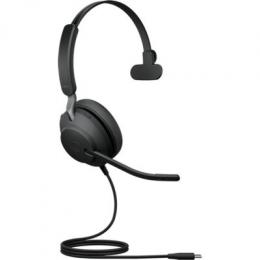 Jabra Evolve2 40 SE, Einseitiges Headset, Kabelgebunden USB-A-Anschluss, 3 Mikrofone, Geräuschisolierendes Design, UC-Plattformen kompatibel