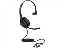 Jabra Evolve2 50 UC Mono Headset, Kabelgebunden 4 Mikrofone, USB-C/A-Anschluss, UC-kompatibel, Aktive Geräuschunterdrückung