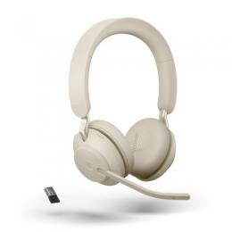 Jabra Evolve2 65 Headset, Stereo, kabellos, beige, Bluetooth inkl. Link 380 USB-A