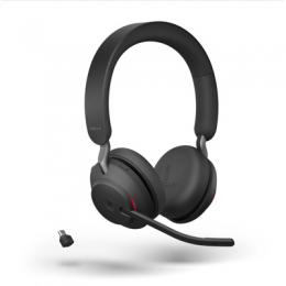 Jabra Evolve2 65 Headset, Stereo, kabellos, Bluetooth, schwarz inkl. Link 380 USB-C, Optimiert für Microsoft Teams