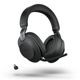 Jabra Evolve2 85 Headset, Stereo, kabellos, schwarz Bluetooth, inkl. Link 380 USB-C, Optimiert Microsoft Teams