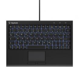 Keysonic KSK-3211ELU Super-Mini Tastatur, Kabelgebunden Hintergrundbeleuchtung, Integriertes Touchpad, schwarz