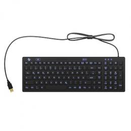 Keysonic KSK-6031INEL - Kompakte Hygienetastatur, Kabelgebunden USB-Anschluss, Beleuchtet, Silikon, Wasser und Staub geschützt IP68, DE Layout