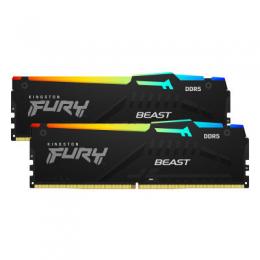 Kingston FURY Beast RGB Schwarz 16GB Kit (2x8GB) DDR5-6000 EXPO DIMM Arbeitsspeicher, CL36-38-38, 1.35V