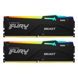 Kingston FURY Beast RGB Schwarz 32GB Kit (2x16GB) DDR5-6000 EXPO DIMM Arbeitsspeicher, CL36-44-44, 1.35V