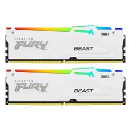 Kingston FURY Beast RGB Weiß 64GB Kit (2x32GB) DDR5-6000 EXPO DIMM Arbeitsspeicher, CL30-36-36, 1.4V