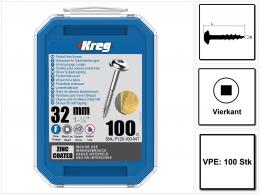 KREG Pocket-Hole Linsenkopfschraube 32 mm 100 Stk ( SML-F125-100 ) Vierkantantrieb Teilgewinde Feingewinde selbstschneidend verzinkt