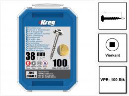 KREG Pocket-Hole Linsenkopfschraube 38mm 100 Stk. ( SML-C150-100 ) Vierkantantrieb Teilgewinde Grobgewinde selbstschneidend verzinkt