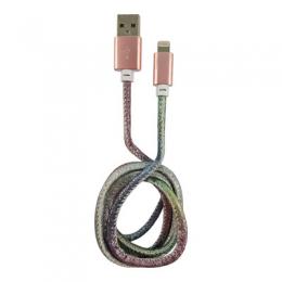 LC-Power LC-C-USB-Lightning-1M-4 (MFI) USB A zu Lightning Kabel, Disco-Glitzer, 1m