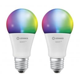 LEDVANCE 2er-Set SMART+ WiFi 9-W-LED-Lampe A60, E27, 806 lm, RGBW, 2700-6500 K, dimmbar, Alexa, App