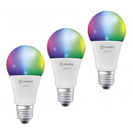Ledvance 3er Set SMART+ WiFi 9,5-W-LED-Lampe A75, E27, 1055 lm, RGBW, 2700-6500 K, dimmbar, App