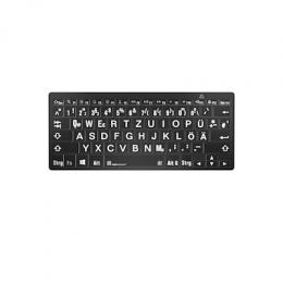 LogicKeyboard PC Bluetooth Großdruck-Tastatur Weiß auf Schwarz, Mini Layout