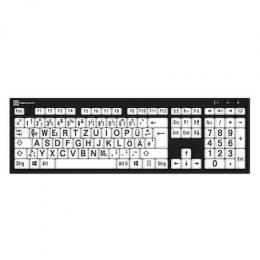 LogicKeyboard PC NERO Slimline Großdruck-Tastatur Schwarz auf Weiß, Inklusive LogicLight LED-Tastaturlampe