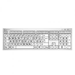 LogicKeyboard PC Silver Slimline Großdruck-Tastatur Schwarz auf Weiß, Inklusive LogicLight LED-Tastaturlampe
