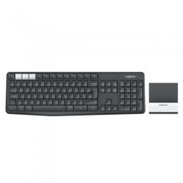Logitech K375s Multi-Device Tastatur, Deutsches QWERTZ-Layout, Set aus kabelloser Tastatur und Smartphone-Halterung