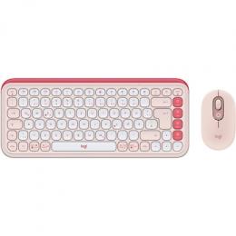 Logitech Pop Icon Combo Tastatur mit Maus, Rosa und Offwhite