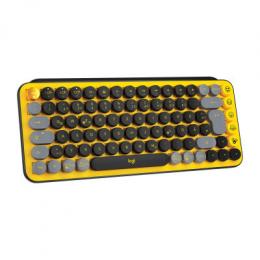 Logitech POP Keys Wireless, Mechanische kabellose Tastatur mit anpassbaren Emoji-Tasten, Bluetooth und USB, Blast Yellow