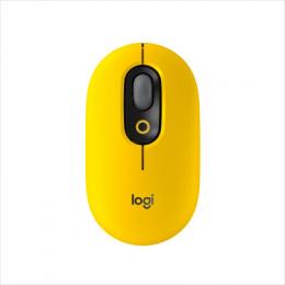 Logitech POP Maus, kabellos mit anpassbaren Emojis, SilentTouch-Technologie, Bluetooth und USB, Blast Yellow